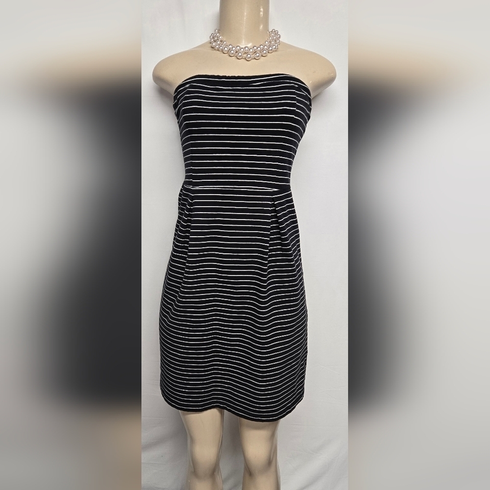 Old Navy XS Stripped Fit And Flare Strapless Dress Zipper Back